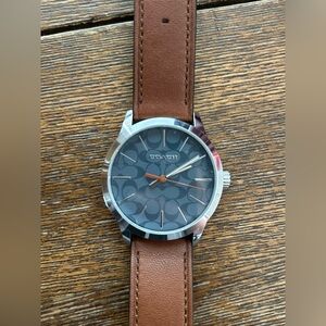 Coach Silver and Brown Leather Watch